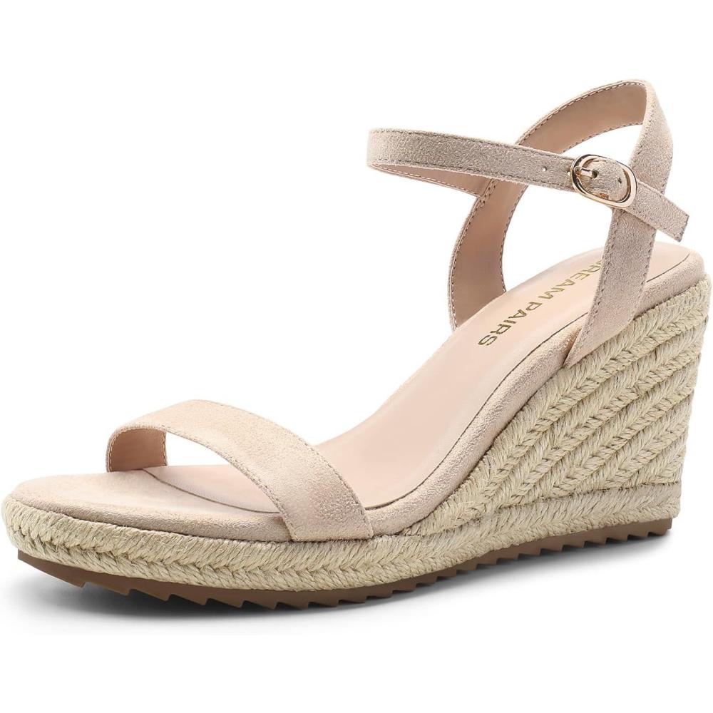 imageDREAM PAIRS Espadrilles Wedge Sandals for Women Womens Open Toe Summer Dressy Sandals with Adjustable Ankle Strap and Soft FootbedNude