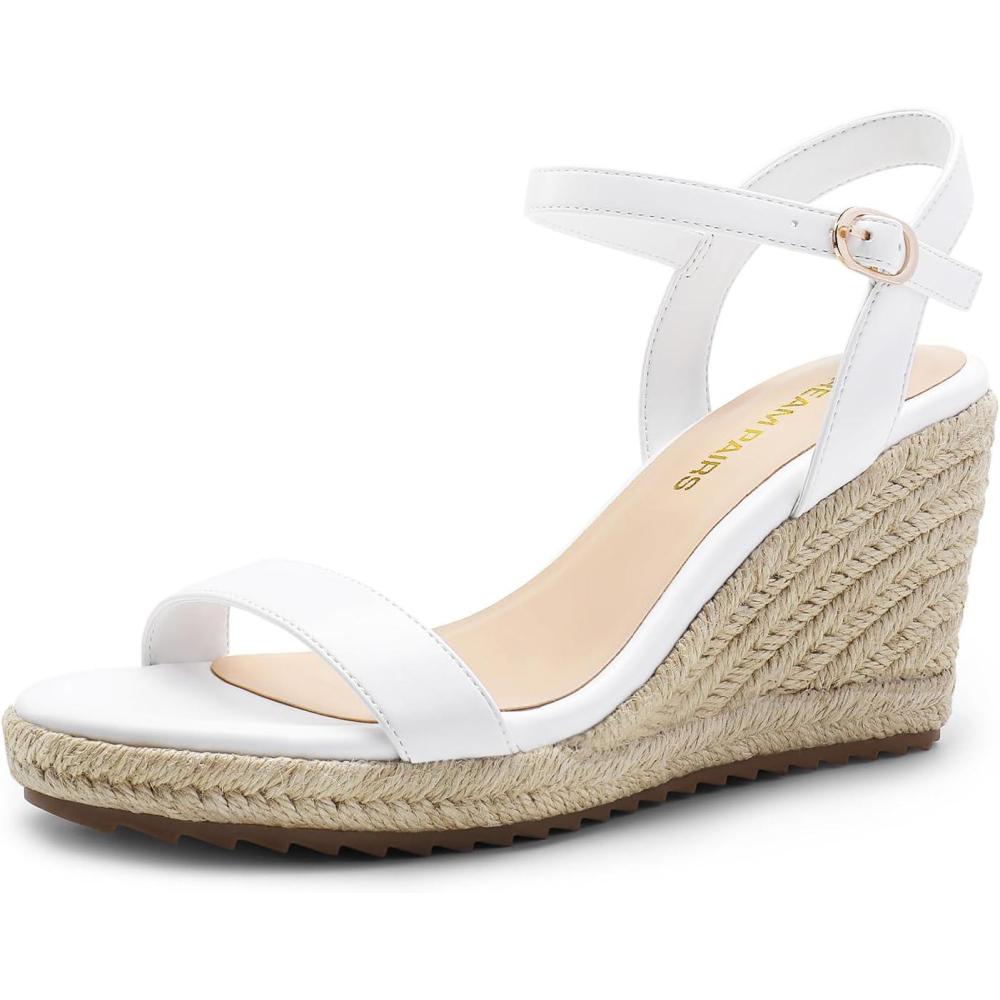 imageDREAM PAIRS Espadrilles Wedge Sandals for Women Womens Open Toe Summer Dressy Sandals with Adjustable Ankle Strap and Soft FootbedWhite