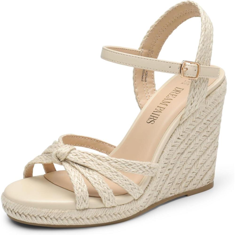 imageDREAM PAIRS Wedge Sandals for Women Dressy Summer Platform Espadrille Strappy Casual Braided Heels Comfortable with Open Toe and Ankle StrapBeigeraffia