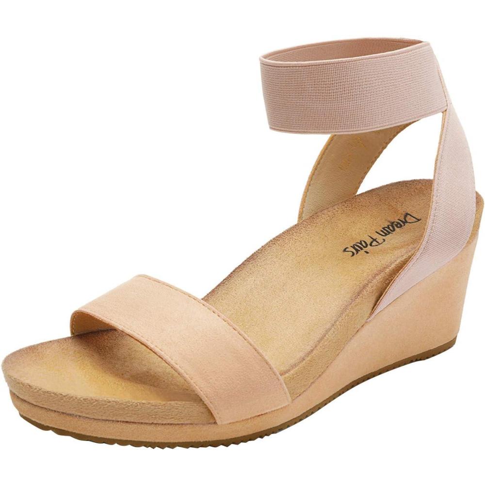 imageDREAM PAIRS womens Ankle Strap Platform Wedge SandalNude