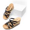 DREAM PAIRS Dressy Wedge Sandals for Women Casual Summer, Comfort Cork Strappy Platform Slides Sandals(Black)