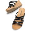 DREAM PAIRS Dressy Wedge Sandals for Women Casual Summer, Comfort Cork Strappy Platform Slides Sandals(Black)