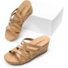 DREAM PAIRS Dressy Wedge Sandals for Women Casual Summer, Comfort Cork Strappy Platform Slides Sandals(Nude)