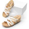 DREAM PAIRS Dressy Wedge Sandals for Women Casual Summer, Comfort Cork Strappy Platform Slides Sandals(White)