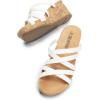 DREAM PAIRS Dressy Wedge Sandals for Women Casual Summer, Comfort Cork Strappy Platform Slides Sandals(White)
