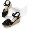 DREAM PAIRS Espadrille Dressy Wedge Sandals, Women’s Platform Sandals Casual Summer, Comfortable High Heeled Wedges with Adjustable Buckle(Black-nubuck)