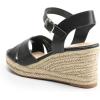 DREAM PAIRS Espadrille Dressy Wedge Sandals, Women’s Platform Sandals Casual Summer, Comfortable High Heeled Wedges with Adjustable Buckle(Black-pu)