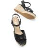DREAM PAIRS Espadrille Dressy Wedge Sandals, Women’s Platform Sandals Casual Summer, Comfortable High Heeled Wedges with Adjustable Buckle(Black-pu)