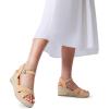 DREAM PAIRS Espadrille Dressy Wedge Sandals, Women’s Platform Sandals Casual Summer, Comfortable High Heeled Wedges with Adjustable Buckle(Nude-nubuck)
