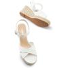DREAM PAIRS Espadrille Dressy Wedge Sandals, Women’s Platform Sandals Casual Summer, Comfortable High Heeled Wedges with Adjustable Buckle(White-pu)