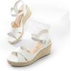 DREAM PAIRS Espadrille Dressy Wedge Sandals, Women’s Platform Sandals Casual Summer, Comfortable High Heeled Wedges with Adjustable Buckle(White-pu)