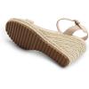 DREAM PAIRS Espadrilles Wedge Sandals for Women, Women’s Open Toe Summer Dressy Sandals with Adjustable Ankle Strap and Soft Footbed(Nude)
