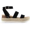 DREAM PAIRS Strappy Espadrille Platform Wedge Sandals for Women Dressy Summer, Comfortable Open Toe Sandals with Cushioned Insole and Ankle Strap Buckle(Black Nubuck)