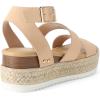 DREAM PAIRS Strappy Espadrille Platform Wedge Sandals for Women Dressy Summer, Comfortable Open Toe Sandals with Cushioned Insole and Ankle Strap Buckle(Nude Nubuck)