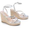 DREAM PAIRS Strappy Espadrille Platform Wedge Sandals for Women Dressy Summer, Comfortable Open Toe Sandals with Cushioned Insole and Ankle Strap Buckle(Silver-metallic)