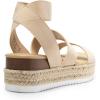 DREAM PAIRS Strappy Espadrille Platform Wedge Sandals for Women Dressy Summer, Comfortable Open Toe Sandals with Cushioned Insole and Ankle Strap Buckle(Nude)