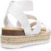 DREAM PAIRS Strappy Espadrille Platform Wedge Sandals for Women Dressy Summer, Comfortable Open Toe Sandals with Cushioned Insole and Ankle Strap Buckle(White)