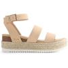 DREAM PAIRS Strappy Espadrille Platform Wedge Sandals for Women Dressy Summer, Comfortable Open Toe Sandals with Cushioned Insole and Ankle Strap Buckle(Nude Nubuck)