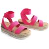 DREAM PAIRS Strappy Espadrille Platform Wedge Sandals for Women Dressy Summer, Comfortable Open Toe Sandals with Cushioned Insole and Ankle Strap Buckle(Hot Pink Elastic)