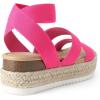 DREAM PAIRS Strappy Espadrille Platform Wedge Sandals for Women Dressy Summer, Comfortable Open Toe Sandals with Cushioned Insole and Ankle Strap Buckle(Hot Pink Elastic)