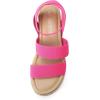 DREAM PAIRS Strappy Espadrille Platform Wedge Sandals for Women Dressy Summer, Comfortable Open Toe Sandals with Cushioned Insole and Ankle Strap Buckle(Hot Pink Elastic)