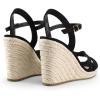 DREAM PAIRS Wedge Sandals for Women Dressy Summer, Platform Espadrille Strappy Casual Braided Heels Comfortable with Open Toe and Ankle Strap(Black-suede)