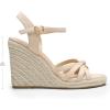 DREAM PAIRS Wedge Sandals for Women Dressy Summer, Platform Espadrille Strappy Casual Braided Heels Comfortable with Open Toe and Ankle Strap(Nude-suede)