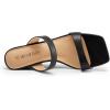 DREAM PAIRS Women Slides Wedge Sandals Square Open Toe Dress Casual Strappy Shoes(Black)