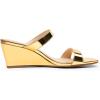 DREAM PAIRS Women Slides Wedge Sandals Square Open Toe Dress Casual Strappy Shoes(Gold-pat)