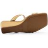DREAM PAIRS Women Slides Wedge Sandals Square Open Toe Dress Casual Strappy Shoes(Gold-pat)