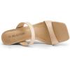 DREAM PAIRS Women Slides Wedge Sandals Square Open Toe Dress Casual Strappy Shoes(Nude)