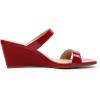 DREAM PAIRS Women Slides Wedge Sandals Square Open Toe Dress Casual Strappy Shoes(Red-pat)