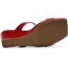 DREAM PAIRS Women Slides Wedge Sandals Square Open Toe Dress Casual Strappy Shoes(Red-pat)