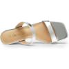 DREAM PAIRS Women Slides Wedge Sandals Square Open Toe Dress Casual Strappy Shoes(Silver-pu)
