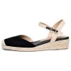 DREAM PAIRS Women’s Closed Toe Elastic Ankle Strap Espadrilles Wedge Sandals(Black)