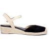 DREAM PAIRS Women’s Closed Toe Elastic Ankle Strap Espadrilles Wedge Sandals(Black)