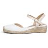 DREAM PAIRS Women’s Closed Toe Elastic Ankle Strap Espadrilles Wedge Sandals(Creamy/White)