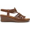 DREAM PAIRS Women’s Comfortable Strappy Low Heel Open Toe Slip-On Wedge Sandals Arch Support for Summer Dressy Shoes(Brown)