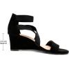 DREAM PAIRS Women’s Elastic Ankle Strap Low Wedge Sandals(Black)