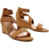 DREAM PAIRS Women’s Elastic Ankle Strap Low Wedge Sandals(Camel)