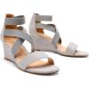 DREAM PAIRS Women’s Elastic Ankle Strap Low Wedge Sandals(Grey)