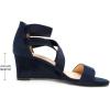 DREAM PAIRS Women’s Elastic Ankle Strap Low Wedge Sandals(Navy)