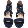 DREAM PAIRS Women’s Elastic Ankle Strap Low Wedge Sandals(Navy)
