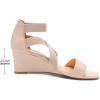 DREAM PAIRS Women’s Elastic Ankle Strap Low Wedge Sandals(Nude)