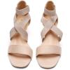 DREAM PAIRS Women’s Elastic Ankle Strap Low Wedge Sandals(Nude)