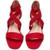 DREAM PAIRS Women’s Elastic Ankle Strap Low Wedge Sandals(Red)