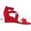 DREAM PAIRS Women’s Elastic Ankle Strap Low Wedge Sandals(Red)