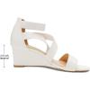 DREAM PAIRS Women’s Elastic Ankle Strap Low Wedge Sandals(White)