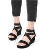 DREAM PAIRS Womens Elastic Ankle Strap Open Toe Platform Wedge Sandals Comfortable Summer Shoes(Black)