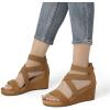DREAM PAIRS Womens Elastic Ankle Strap Open Toe Platform Wedge Sandals Comfortable Summer Shoes(Camel)